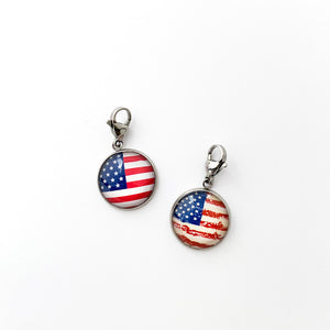 custom stainless steel USA patriotic flag zipper pulls
