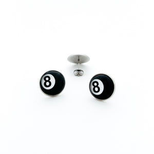 hand made 10 mm stainless steel billiards 8 ball stud earrings 