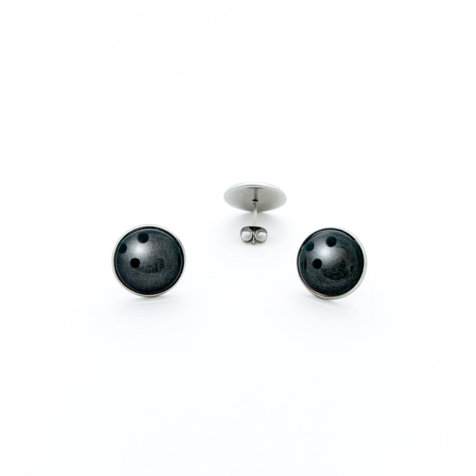 hand made 14 mm stainless steel bowling ball stud earrings 