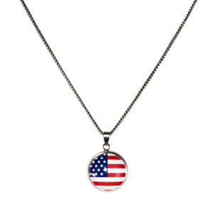 custom stainless steel USA patriotic flag necklace