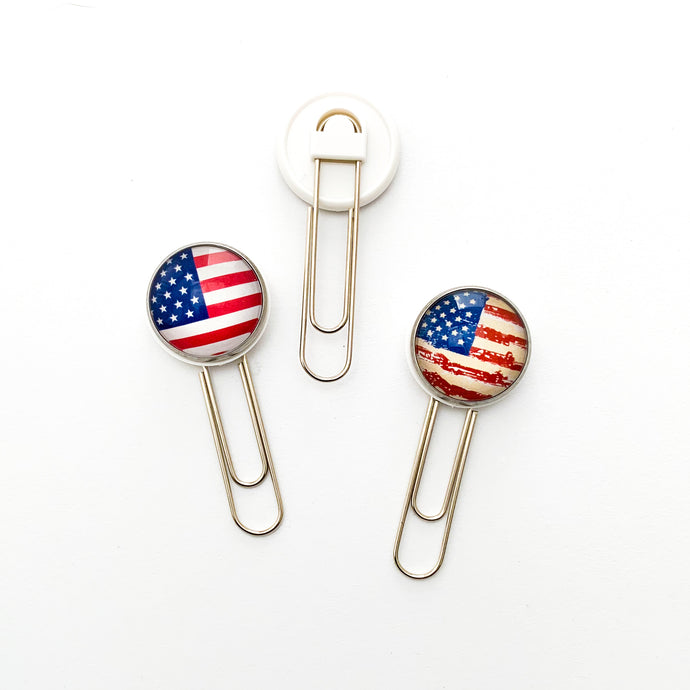 custom stainless steel USA patriotic paperclip bookmarks