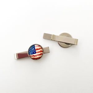 custom stainless steel USA patriotic tie clip