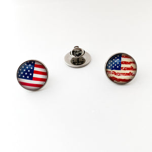 custom stainless steel USA patriotic lapel and lanyard pins