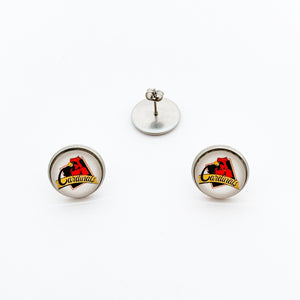 custom stainless steel Four Oaks Cardinals stud button earrings