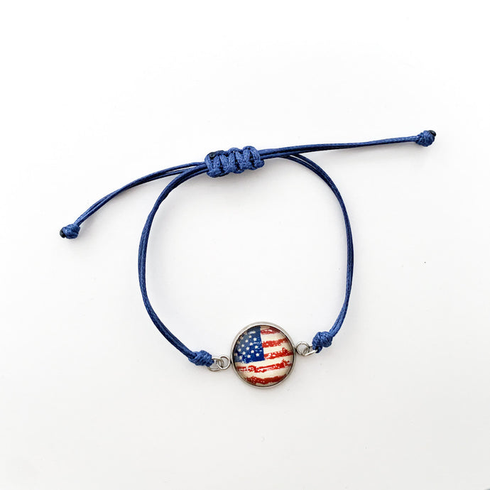 USA Patriotic Adjustable Friendship Bracelet