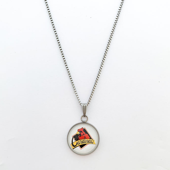 custom stainless steel Four Oaks cardinals necklace