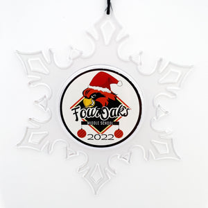 custom Four Oaks Middle School acrylic snowflake Christmas ornament
