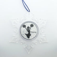 personalized acrylic snowflake ornament with cheerleader silhouette