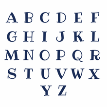 navy blue alphabet in ribeye font