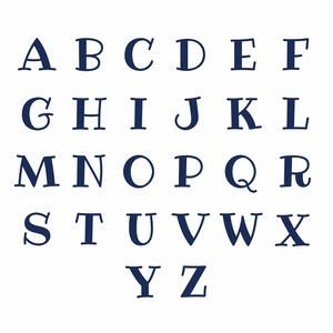 navy blue alphabet in ribeye font