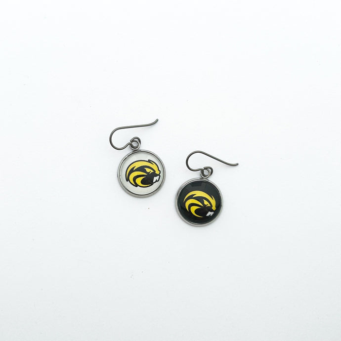 custom Riverside beavers charm earrings with niobium ear wires