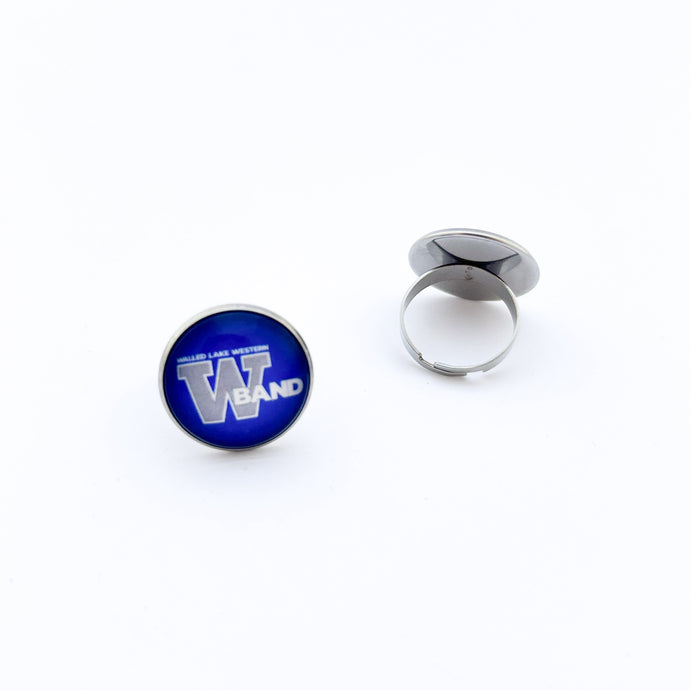 custom walled lake western marching band stainless steel adjustable ring