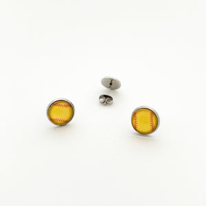 10 mm stainless steel softball stud earrings 