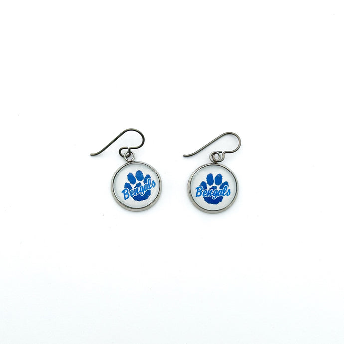 custom stainless steel Blaine Bengals charm drop earrings with niobium ear wires