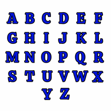 blue and black capital letters of the alphabet in ribeye font
