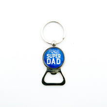 custom Super dad keychain bottle opener in blue