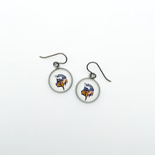 custom stainless steel walled lake central vikings charm earrings with niobium ear wires