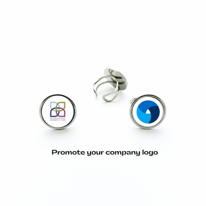 custom stainless steel rings featuring sherwin williams and blue logo