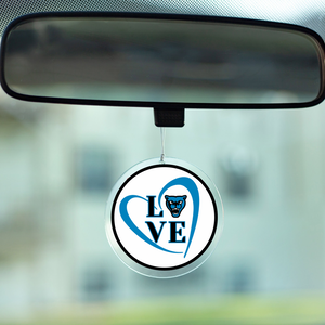 mock up of custom river valley high school acrylic photo disc rear view mirror accessory