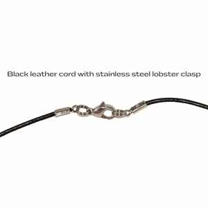 black leather cord with stainless steel lobster clasp