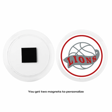 custom Ponder high school lions basketball acrylic photo magnet in red and grey