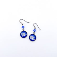 custom walled lake western band charm earrings with sapphire swarovski crystal beads