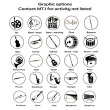 various art marching band and musical instrument silhouette graphics