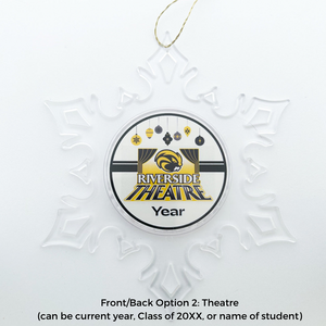Riverside Theatre acrylic snowflake photo ornament