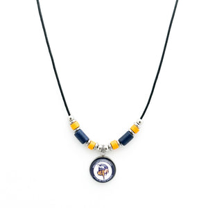 custom walled lake central vikings pendant necklace with ceramic tube beads and stainless steel spacers