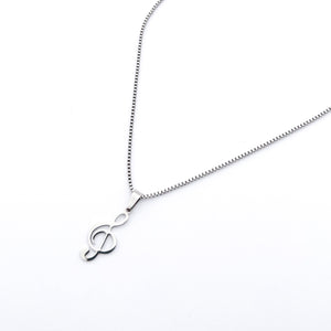 stainless steel treble clef pendant necklace