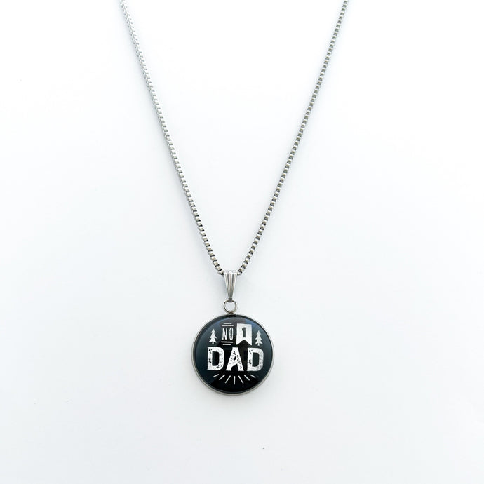 custom stainless steel No 1 Dad necklace in black