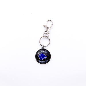 custom stainless steel plano west senior high keychain with swivel clip