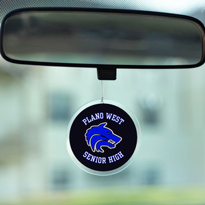 Personalized Plano West acrylic photo disc rearview mirror accessory