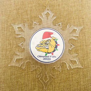 custom olmsted falls bulldogs acrylic snowflake christmas ornament