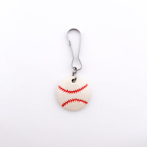 ceramic baseball zipper pull