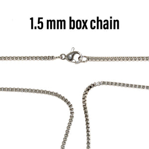 1.5 mm stainless steel box chain with lobster clasp