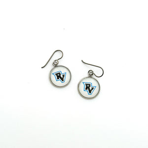 custom River Valley Panthers stainless steel charm earrings with niobium ear wires