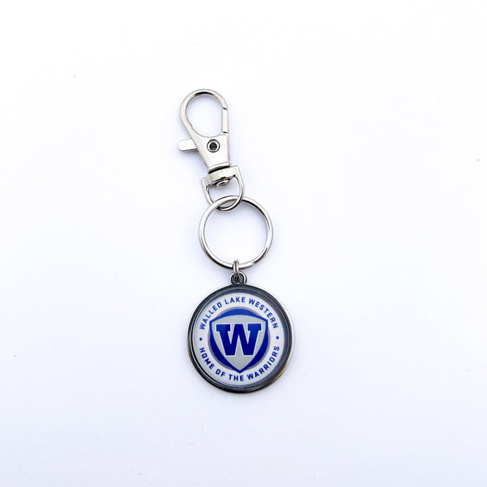 custom stainless steel walled lake western keychain with swivel clip