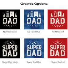 No 1 Dad and Super Dad graphics in black blue and red