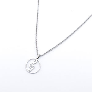 stainless steel treble clef pendant necklace