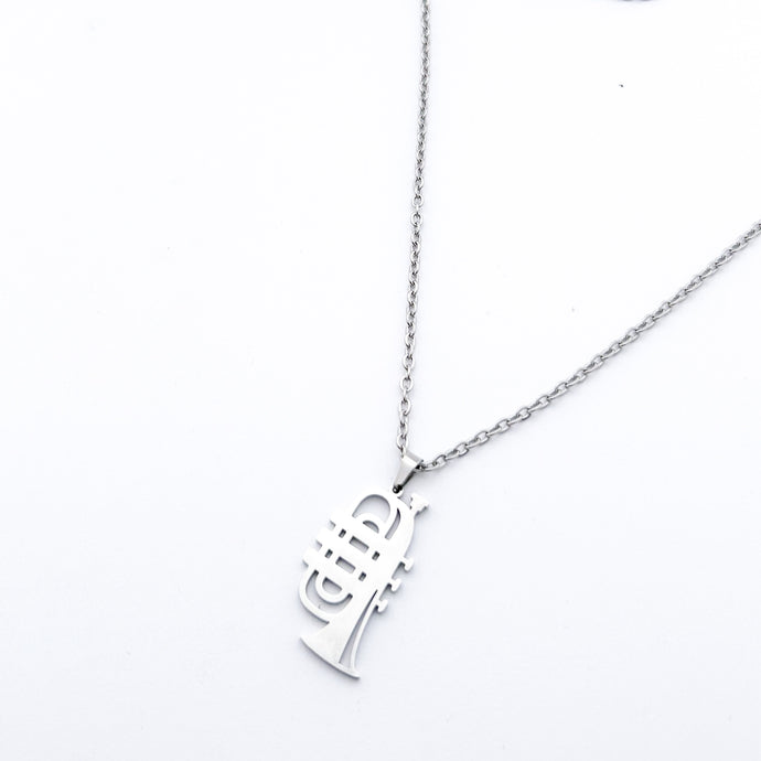 stainless steel trumpet pendant necklace