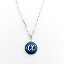 custom stainless steel CC cross country necklace in navy blue