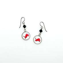 custom Ponder high school charm earrings with black Swarovski crystal beads