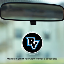 mock up of custom river valley high school acrylic photo disc rearview mirror accessory