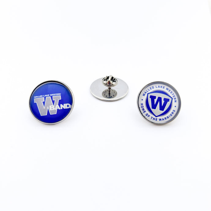 custom stainless steel walled lake western marching band lapel pins