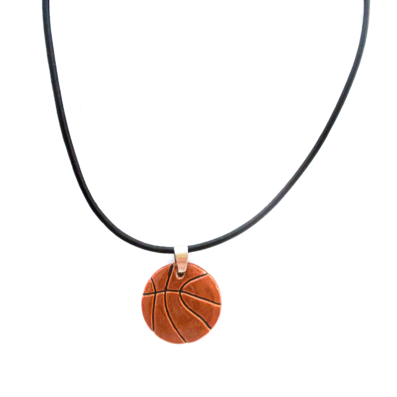 Basketball Necklace | Stainless Steel Basketball Pendant Charm Chain, Black