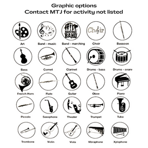 silhouette graphics of art marching band and musical instruments