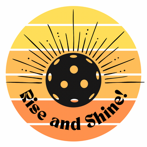 yellow and orange pickleball Rise and Shine graphic clip art