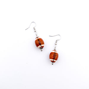 ceramic football bead earrings with stainless steel ear wires