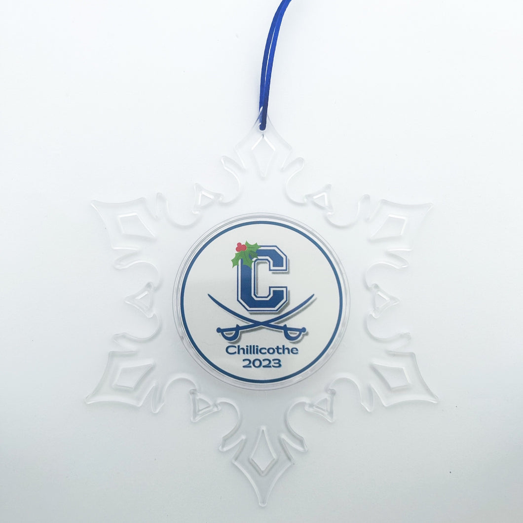 custom Chillicothe high school acrylic snowflake ornament